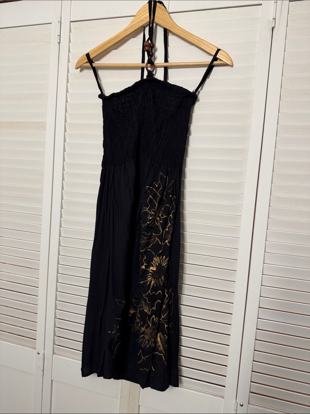 raya sun Halter Dress with Gold Floral Detail